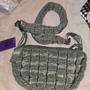 Olive Half Moon Iris Puff Bag